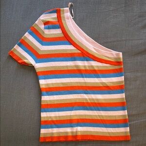 Sanctuary Stripped One Shoulder Top